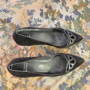 Stuart Weitzman Black Heels with Silver Accents